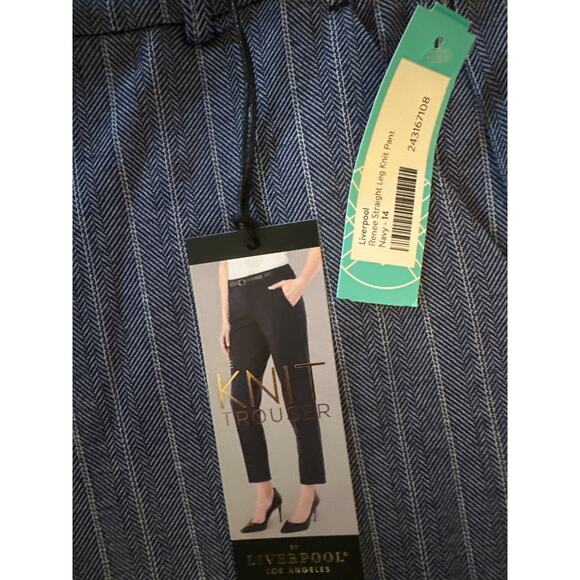 NWT 14 32 Liverpool Los Angeles Knit Trousers Pants Blue Stripe Renee Straight - Picture 6 of 7